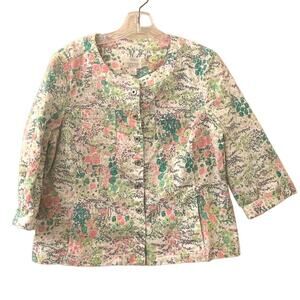 Christopher & Banks Stretch Floral Jacket, 3/4 Length Sleeve, 2009, Size XL